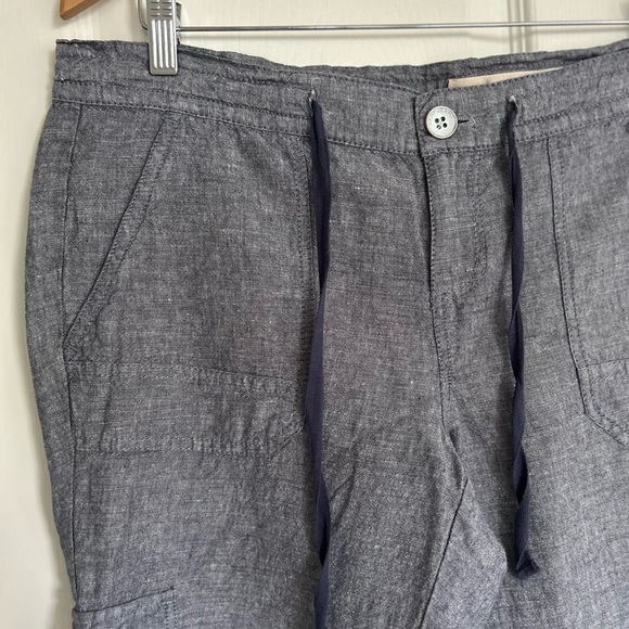 DKNY navy linen blend drawstring adjustable length pants - Picture 6 of 6